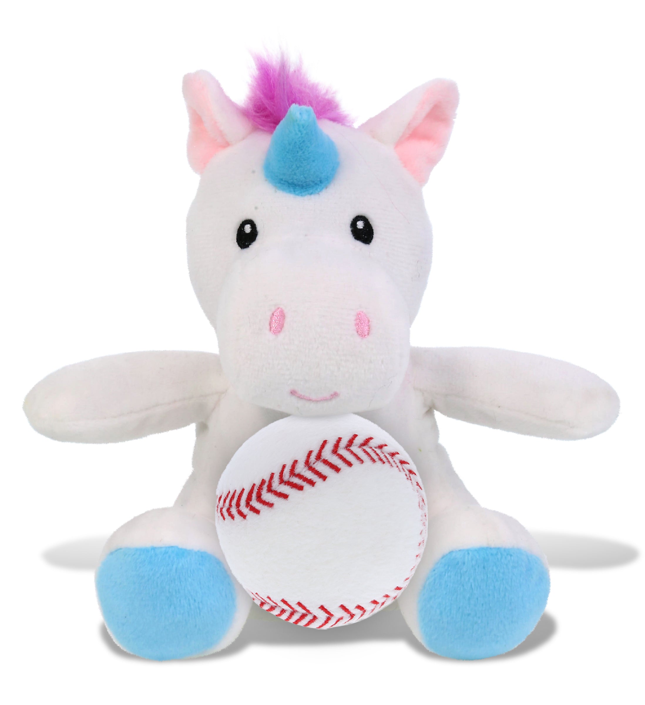 DolliBu Soft Huggable Unicorn Stuffed Animal with Baseball Plush - 6 Inches