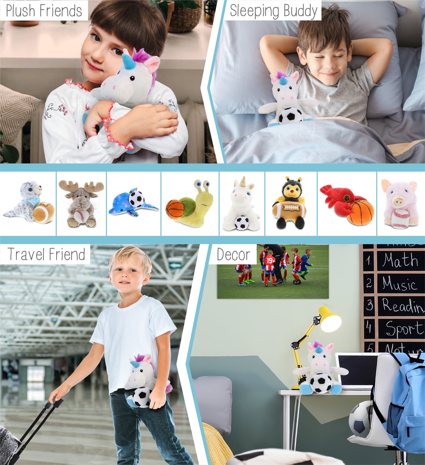 6" PLUSH - UNICORN WITH SOCCER PLUSH