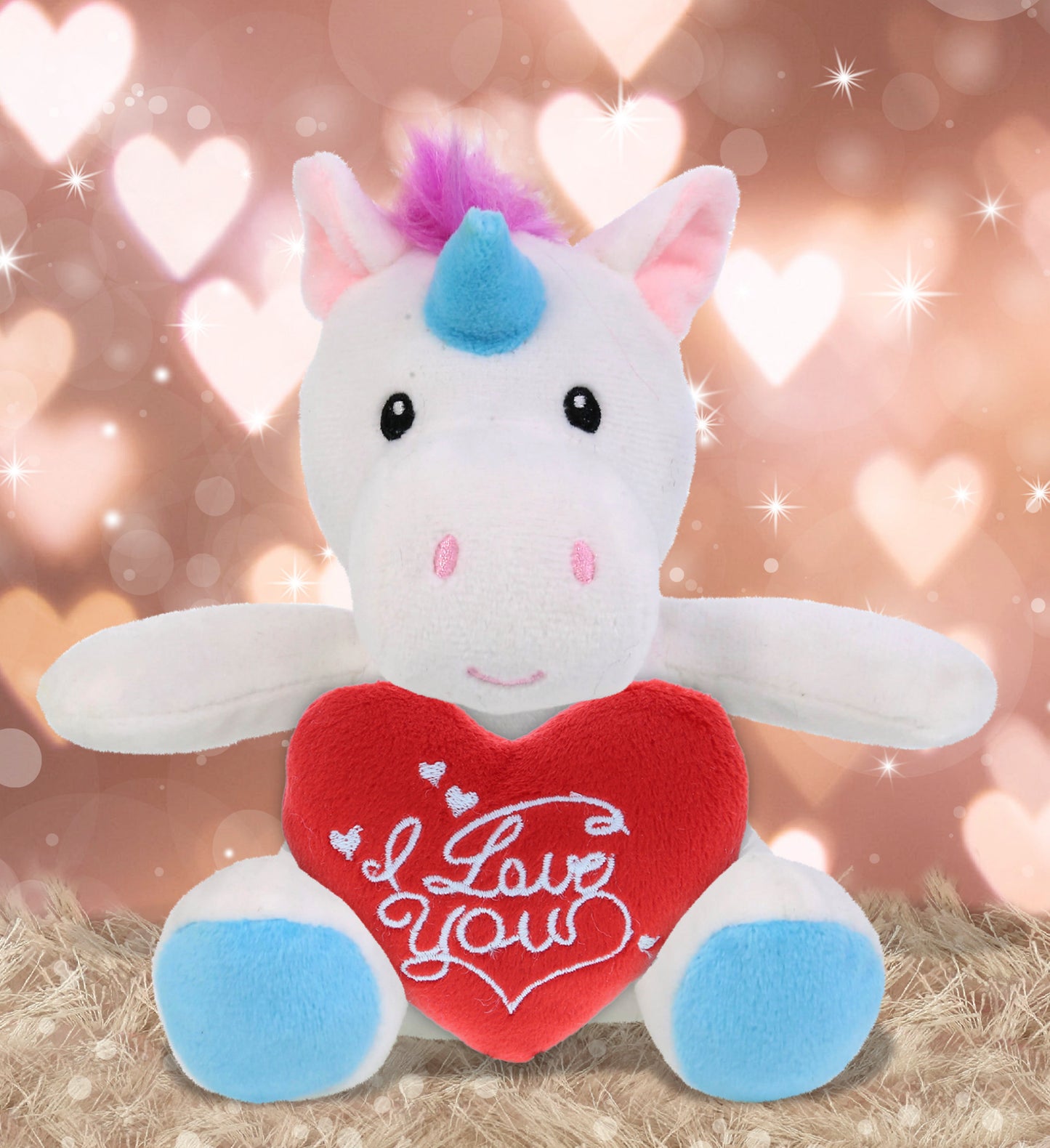 PLUSH I LOVE YOU RED HEART - 6" PLUSH - UNICORN