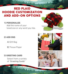 6" PLUSH - SEA TURTLE WITH RED PLAID HOODIE