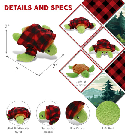 6" PLUSH - SEA TURTLE WITH RED PLAID HOODIE