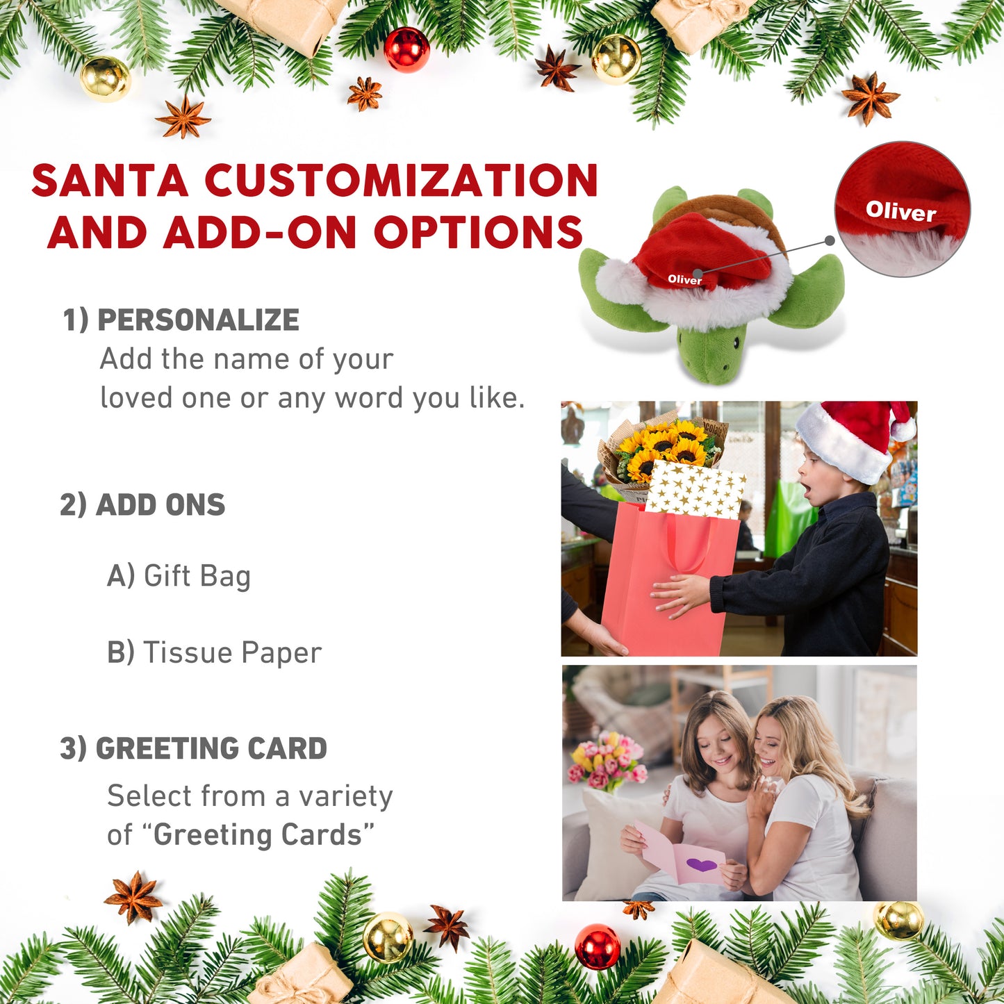 6" PLUSH - SEA TURTLE WITH SANTA DRESS UP