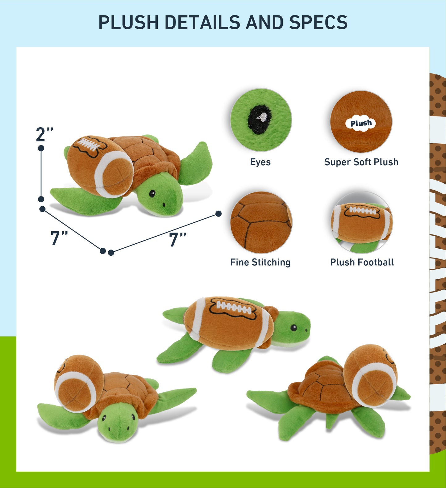 6" PLUSH - SEA TURTLE WITH FOOTBALL PLUSH