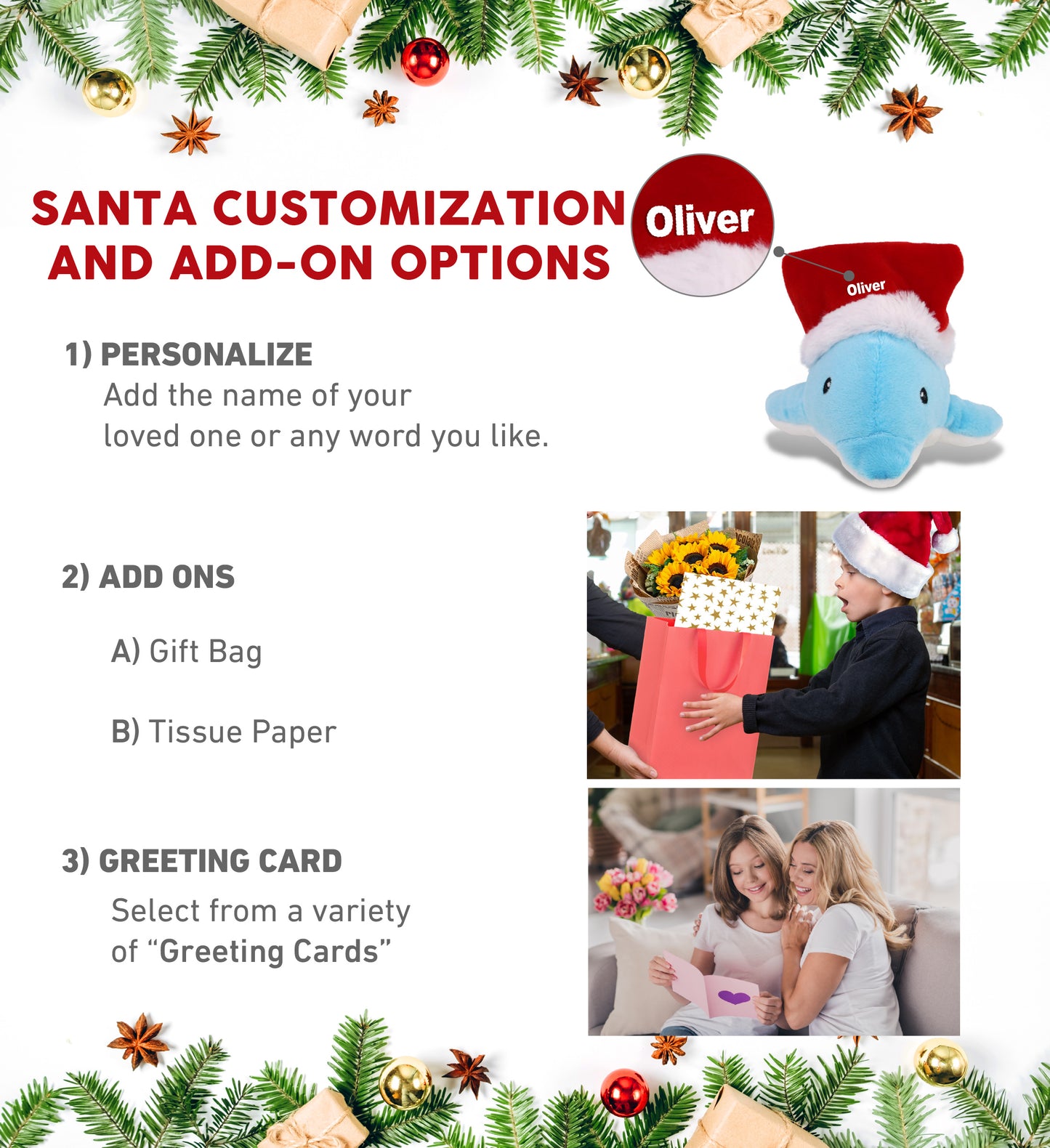 6" PLUSH - DOLPHIN WITH SANTA DRESS UP