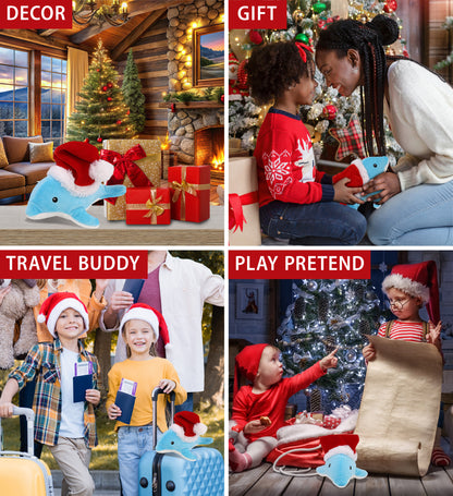 6" PLUSH - DOLPHIN WITH SANTA DRESS UP