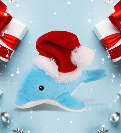 6" PLUSH - DOLPHIN WITH SANTA DRESS UP