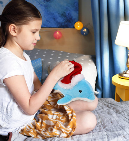 6" PLUSH - DOLPHIN WITH SANTA DRESS UP