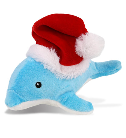 6" PLUSH - DOLPHIN WITH SANTA DRESS UP