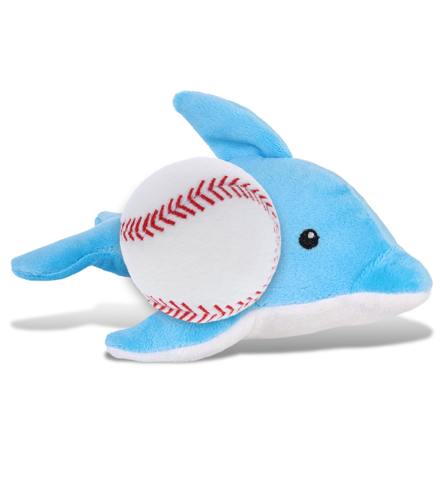 DolliBu Soft Huggable Dolphin Stuffed Animal with Baseball Plush - 6 Inches