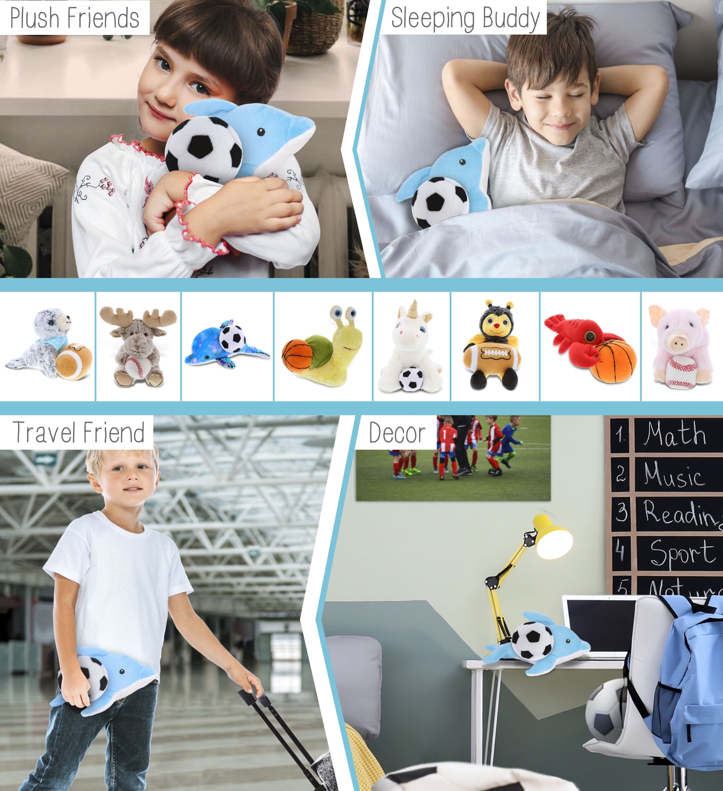 6" PLUSH - DOLPHIN WITH SOCCER PLUSH