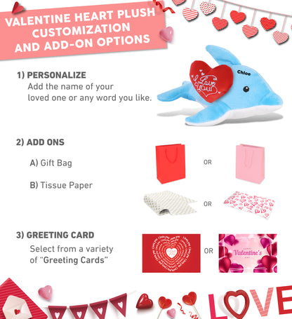PLUSH I LOVE YOU RED HEART - 6" PLUSH - DOLPHIN