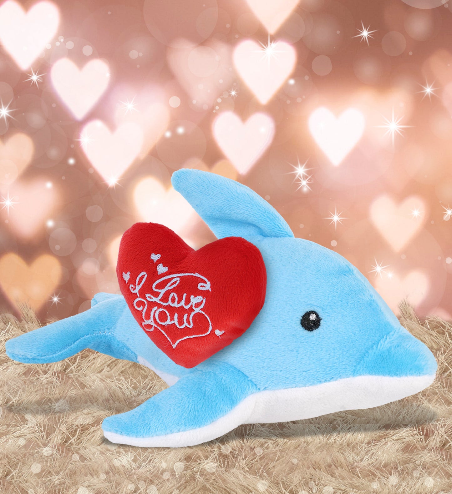 PLUSH I LOVE YOU RED HEART - 6" PLUSH - DOLPHIN