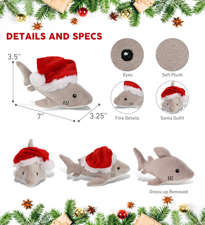 6" PLUSH - SHARK WITH SANTA DRESS UP