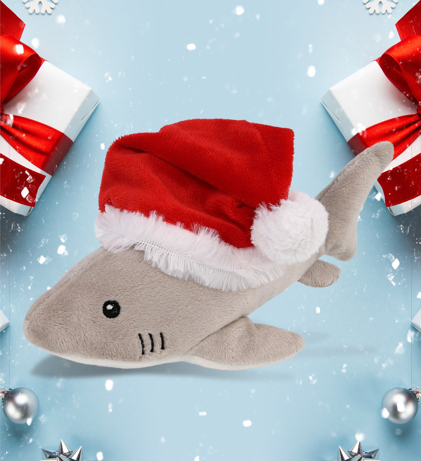 6" PLUSH - SHARK WITH SANTA DRESS UP