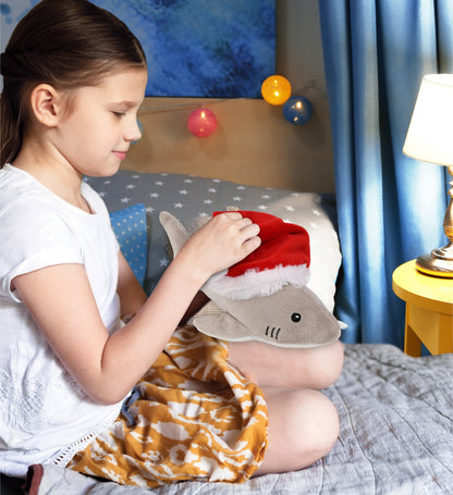 6" PLUSH - SHARK WITH SANTA DRESS UP