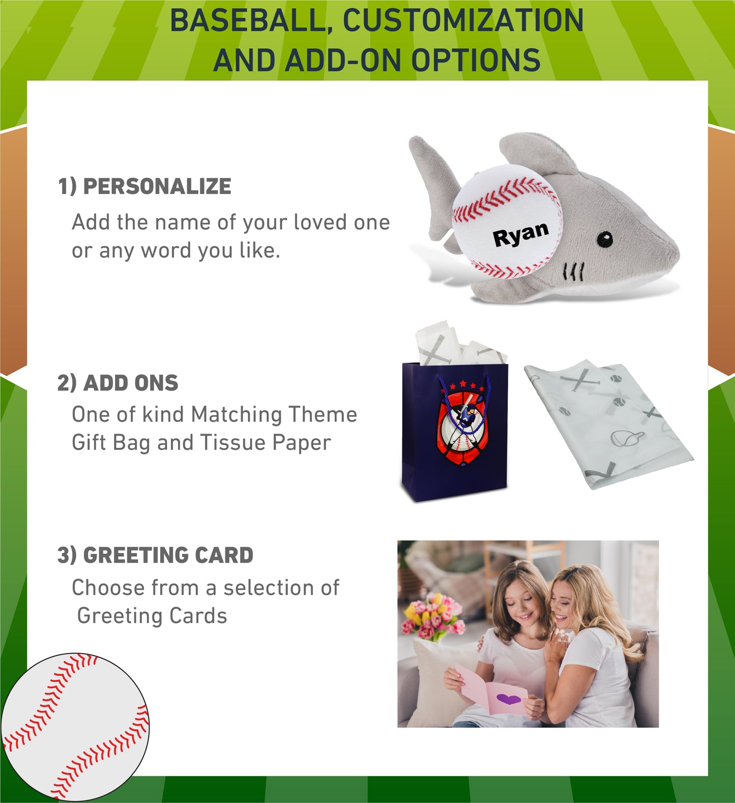 DolliBu Soft Huggable Shark Stuffed Animal with Baseball Plush Toy - 6 Inches