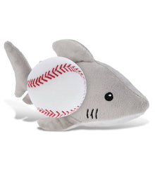 DolliBu Soft Huggable Shark Stuffed Animal with Baseball Plush Toy - 6 Inches