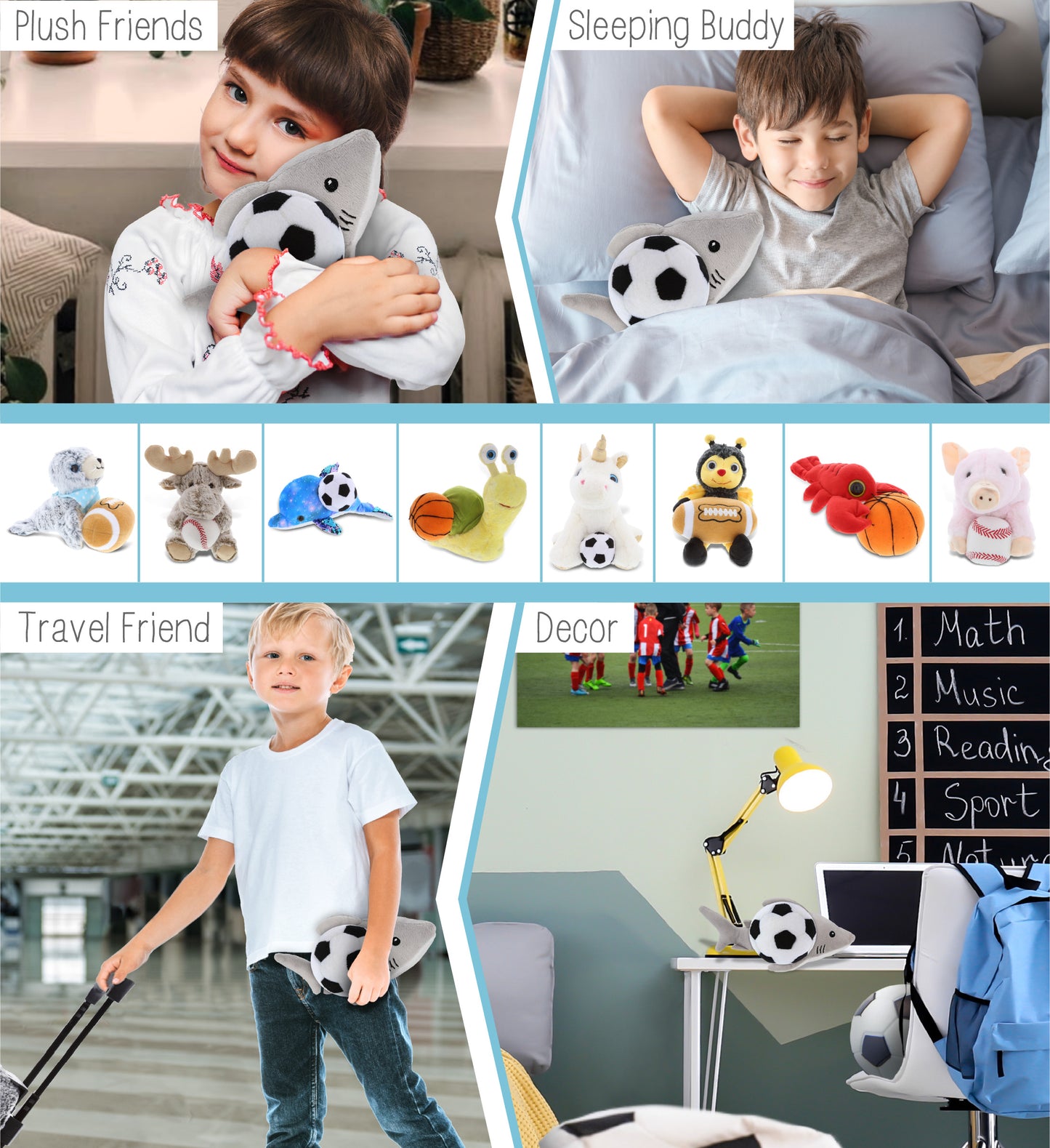 6" PLUSH - SHARK WITH SOCCER PLUSH