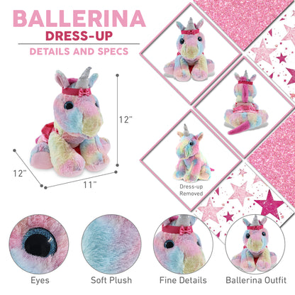 SUPER-SOFT PLUSH - FLOPPY RAINBOW UNICORN BALLERINA