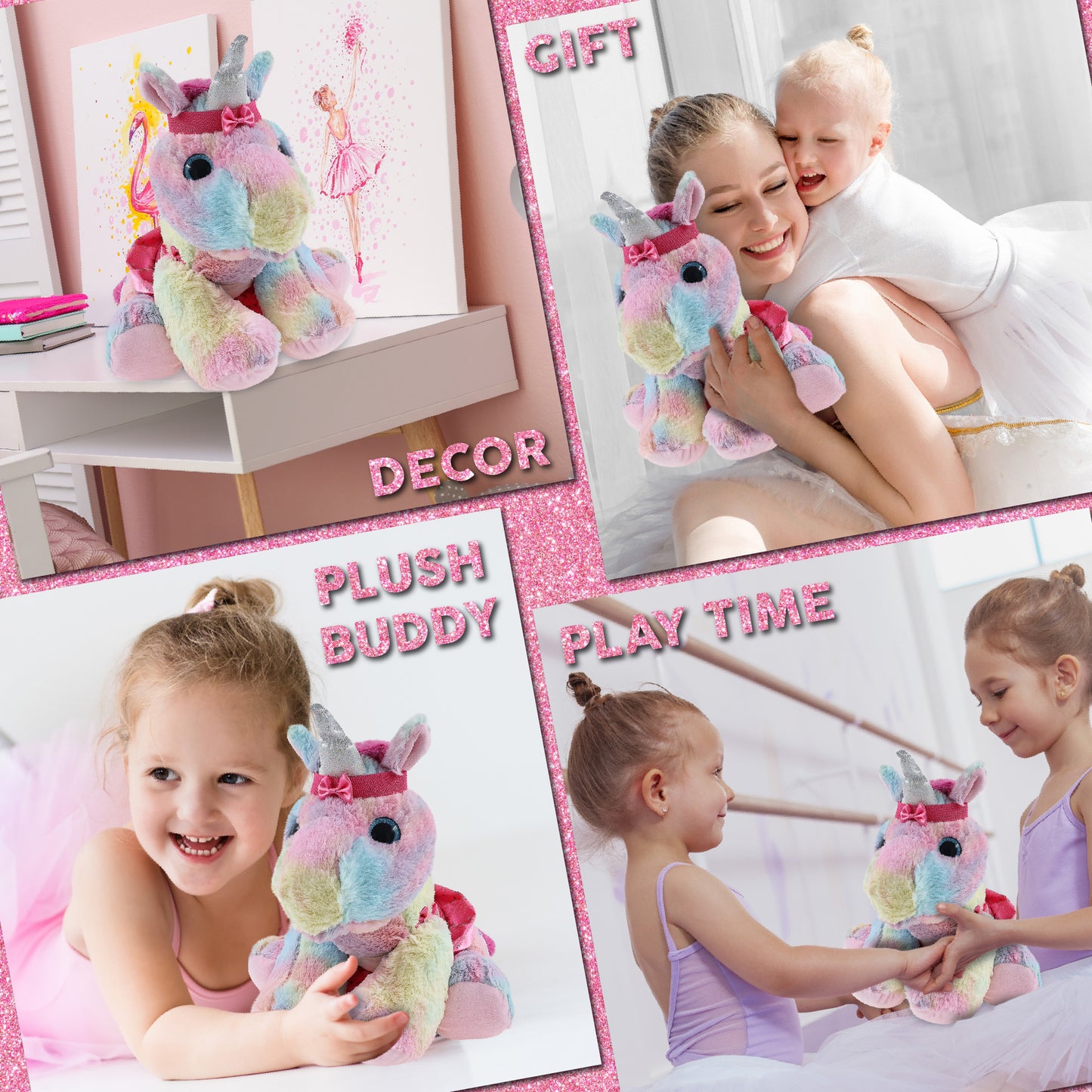 SUPER-SOFT PLUSH - FLOPPY RAINBOW UNICORN BALLERINA