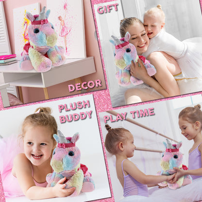 SUPER-SOFT PLUSH - FLOPPY RAINBOW UNICORN BALLERINA