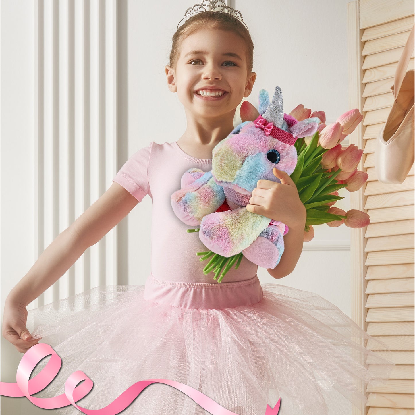 SUPER-SOFT PLUSH - FLOPPY RAINBOW UNICORN BALLERINA