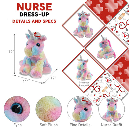 SUPER-SOFT PLUSH - FLOPPY RAINBOW UNICORN NURSE