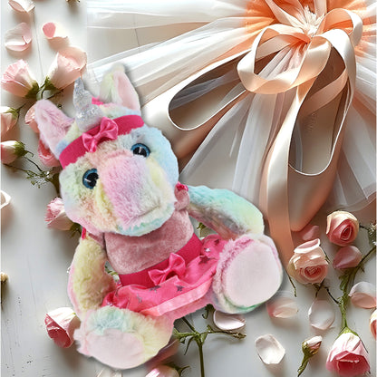 SUPER-SOFT PLUSH - SITTING RAINBOW UNICORN WITH BALLERINA DRESS UP