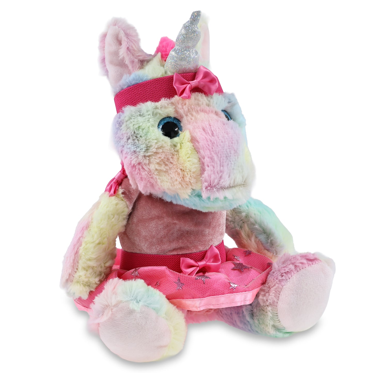 SUPER-SOFT PLUSH - SITTING RAINBOW UNICORN WITH BALLERINA DRESS UP