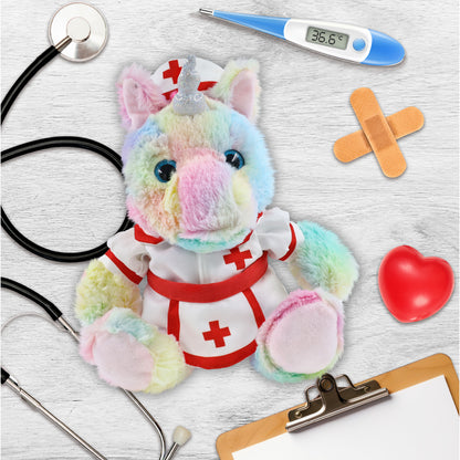 SUPER-SOFT PLUSH - SITTING RAINBOW UNICORN NURSE