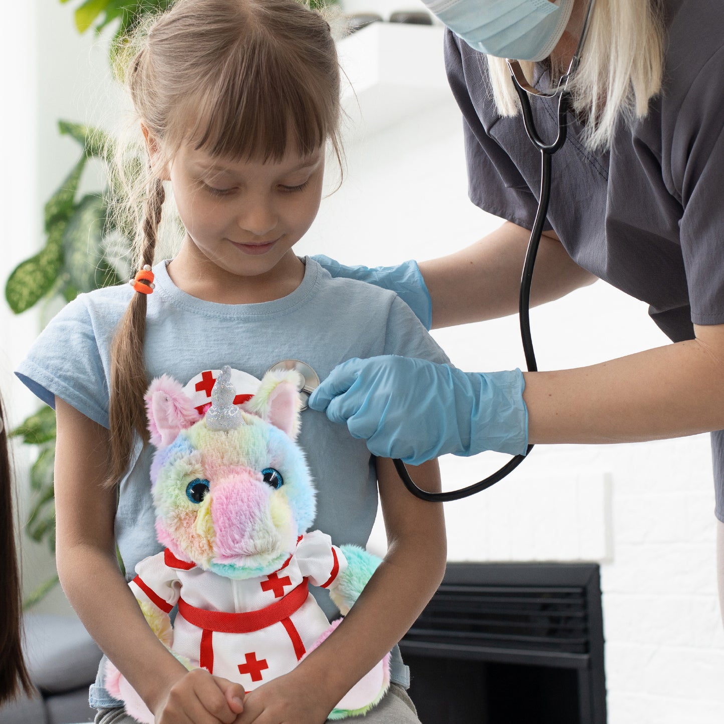SUPER-SOFT PLUSH - SITTING RAINBOW UNICORN NURSE