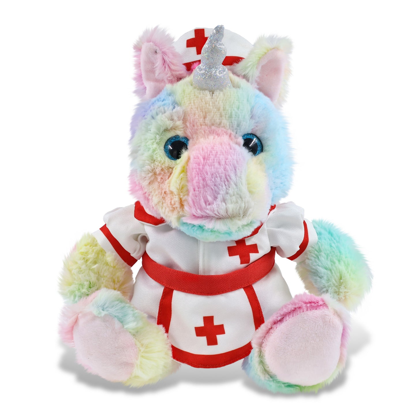 SUPER-SOFT PLUSH - SITTING RAINBOW UNICORN NURSE
