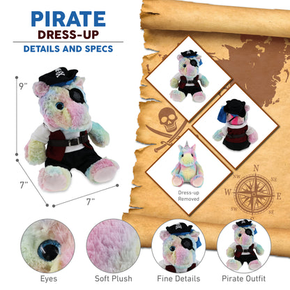 SUPER-SOFT PLUSH - SITTING RAINBOW UNICORN PIRATE DRESS UP