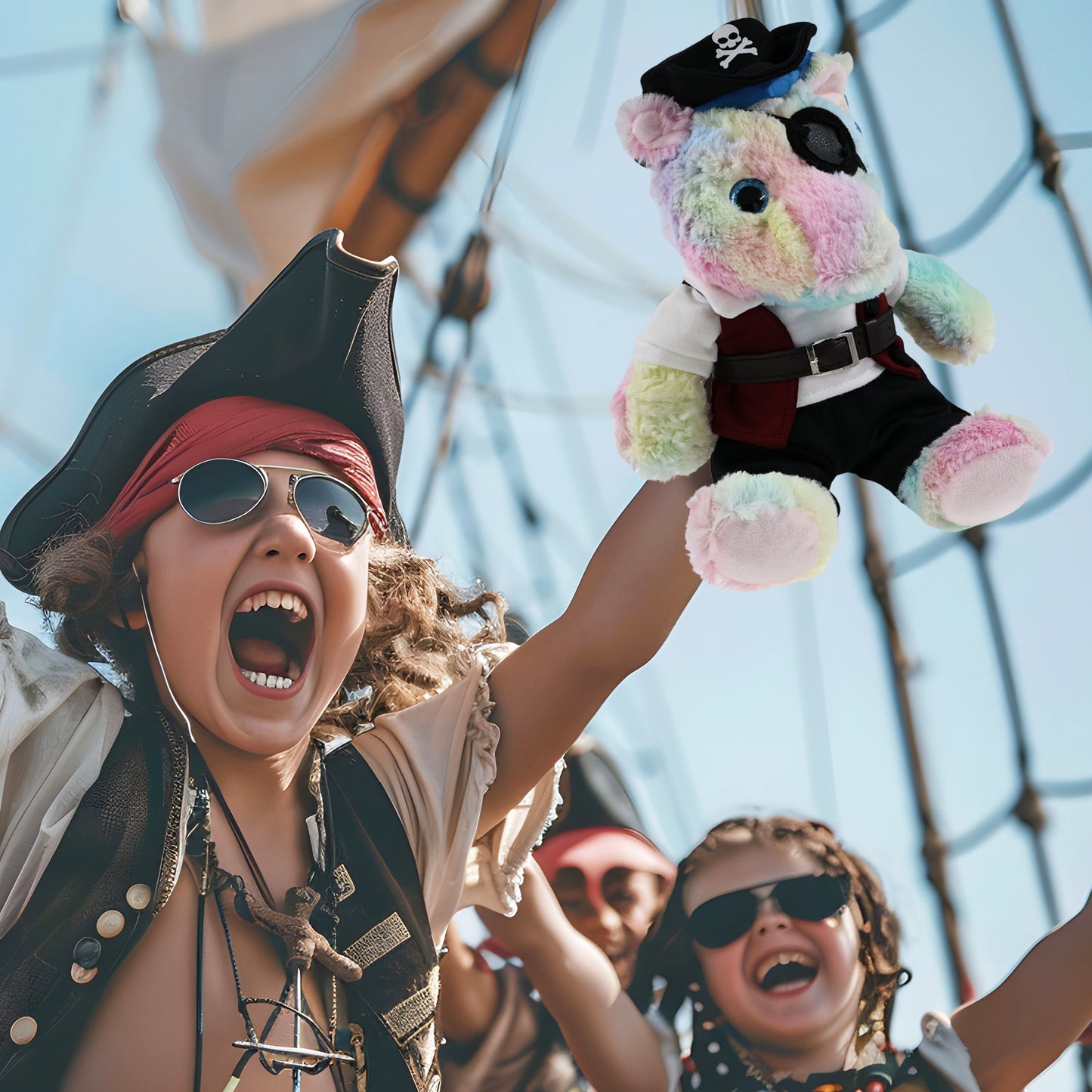 SUPER-SOFT PLUSH - SITTING RAINBOW UNICORN PIRATE DRESS UP