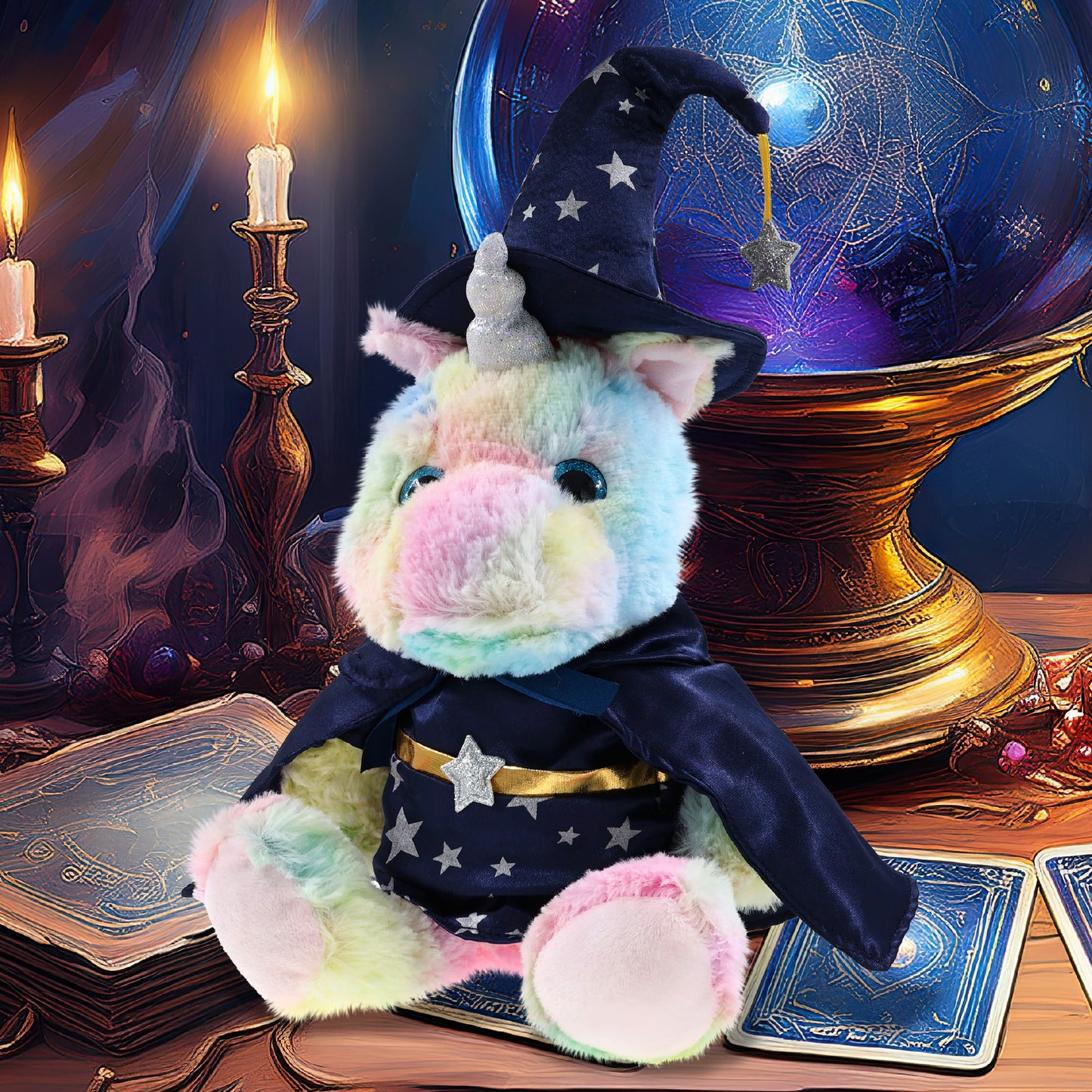 SUPER-SOFT PLUSH - SITTING RAINBOW UNICORN WIZARD