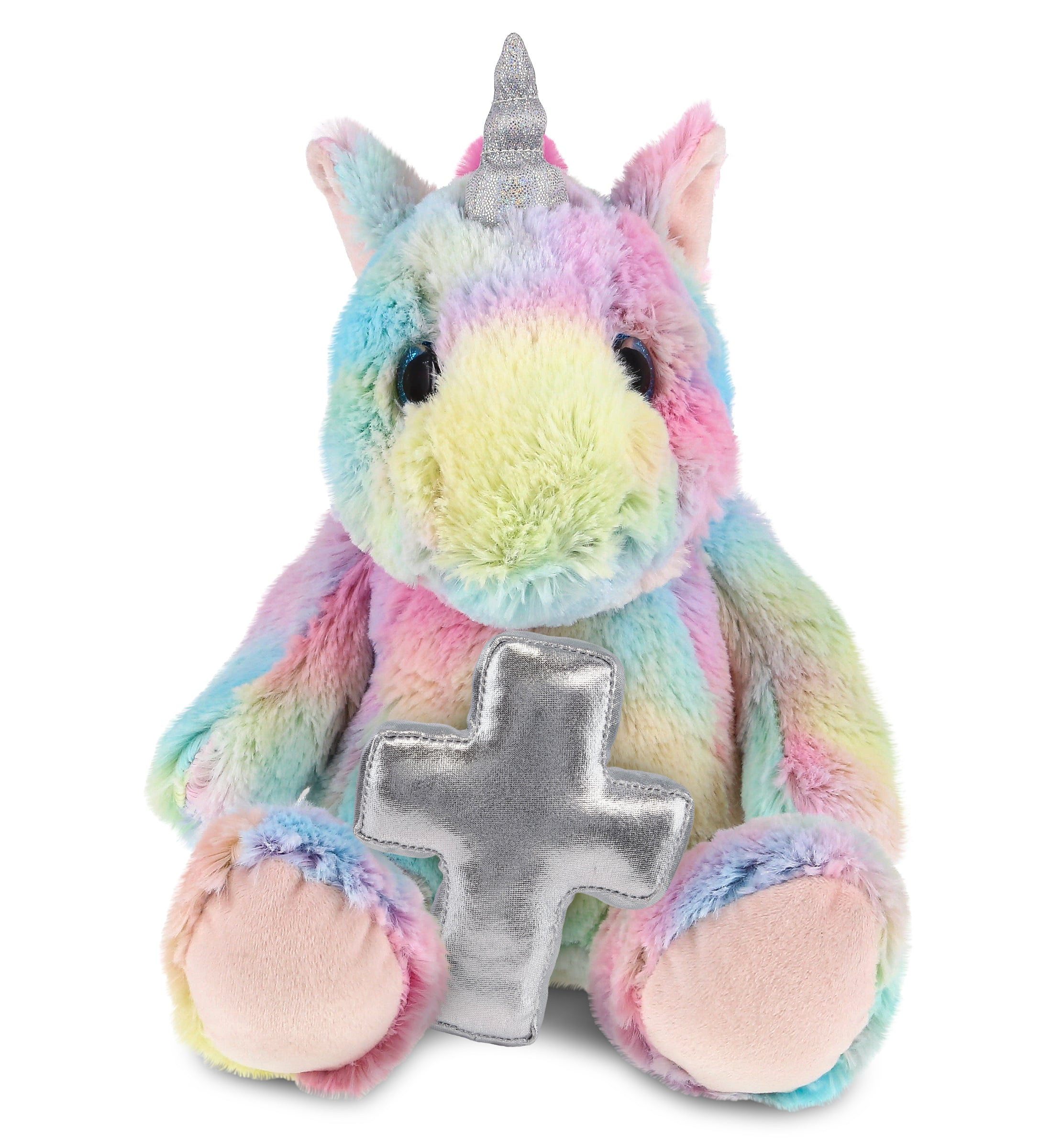 PLUSH CROSS - SUPER-SOFT PLUSH - SITTING RAINBOW UNICORN