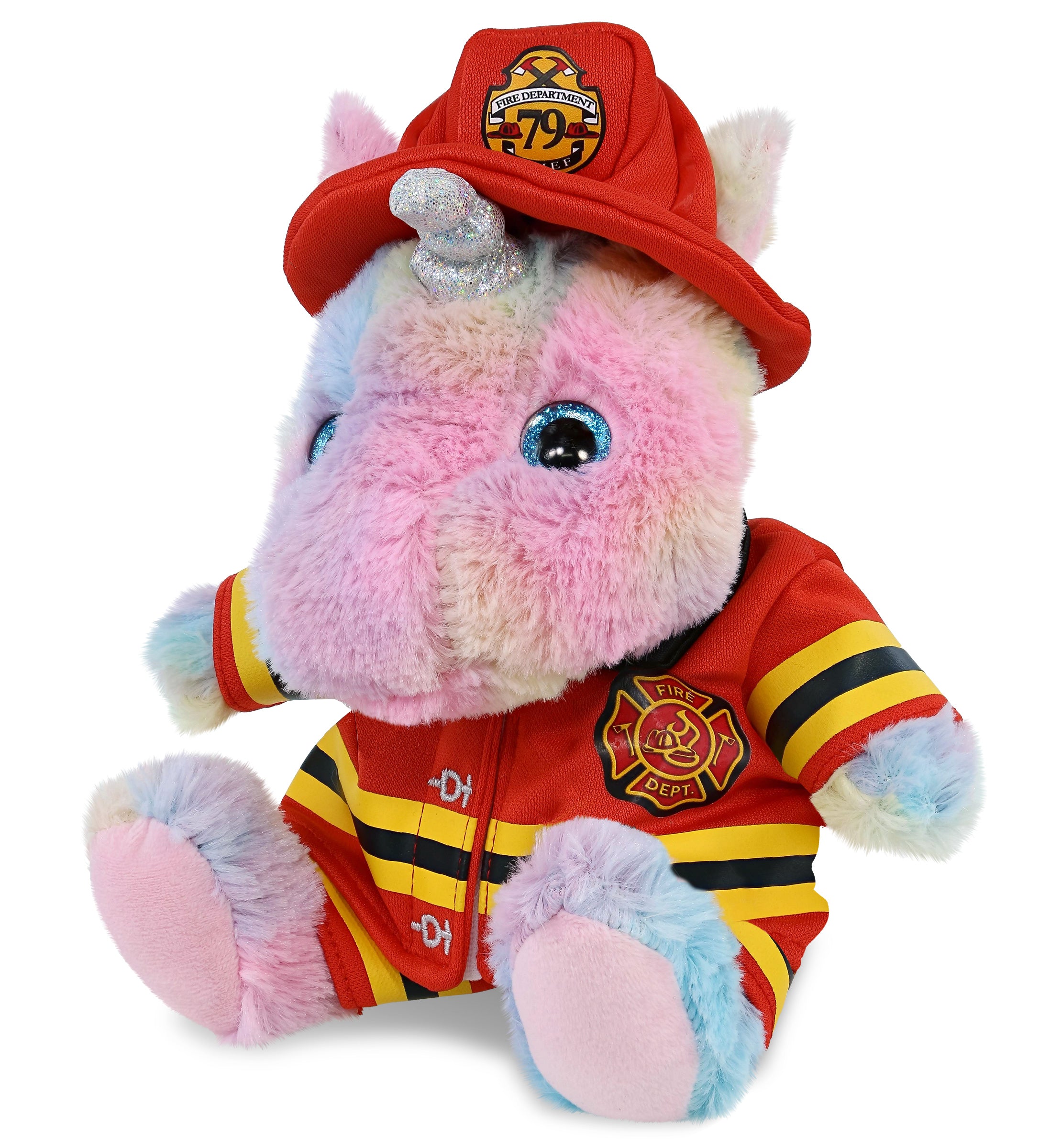 PLUSH FIREMAN - SUPER-SOFT PLUSH - SITTING RAINBOW UNICORN