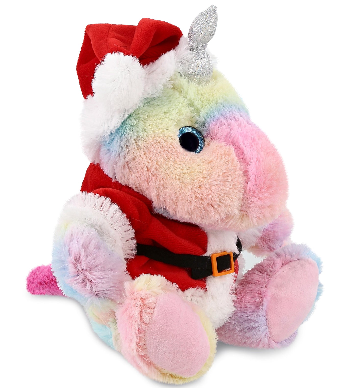 PLUSH SANTA - SUPER-SOFT PLUSH - SITTING RAINBOW UNICORN