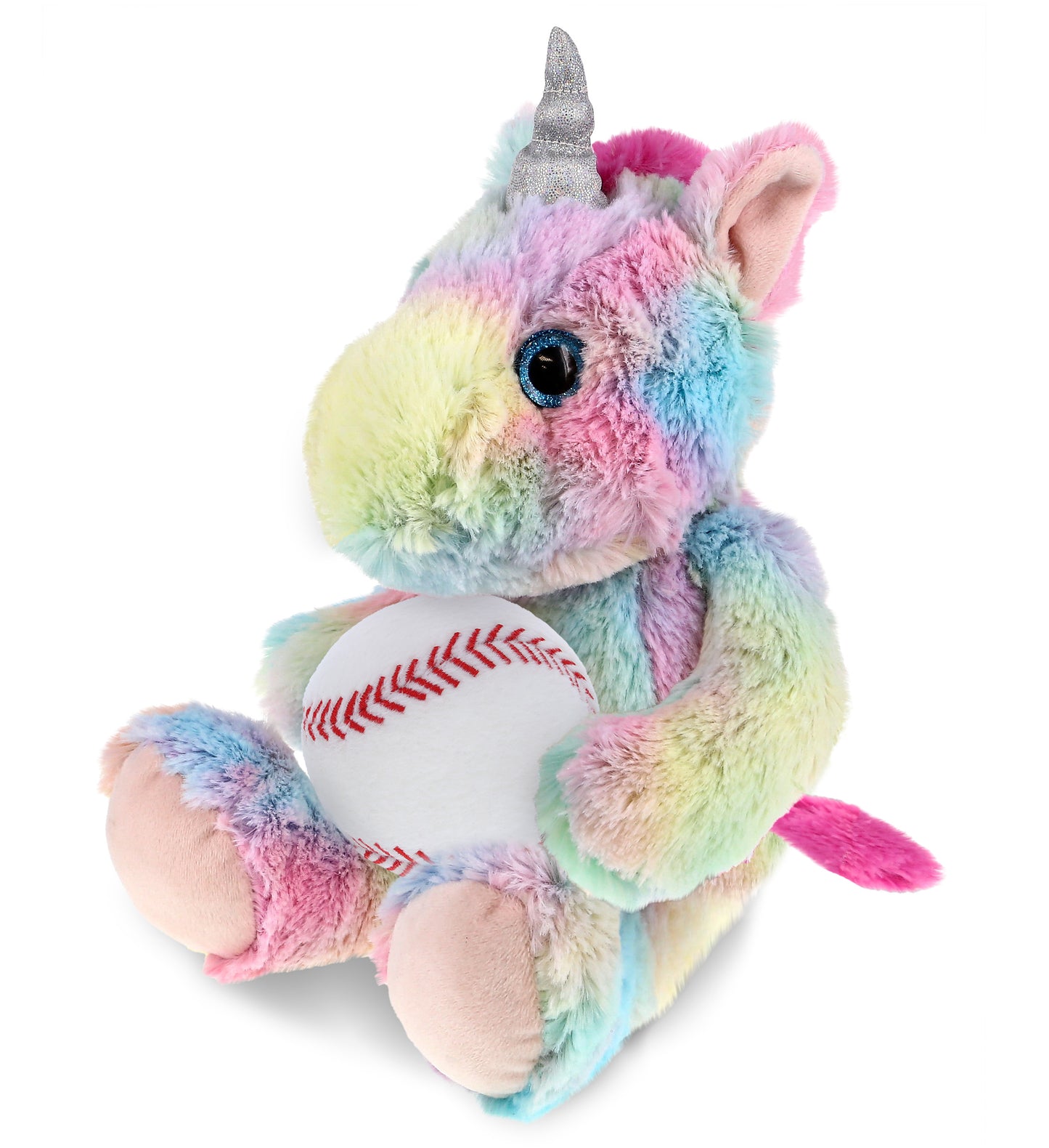 PLUSH BASEBALL - SUPER-SOFT PLUSH - SITTING RAINBOW UNICORN