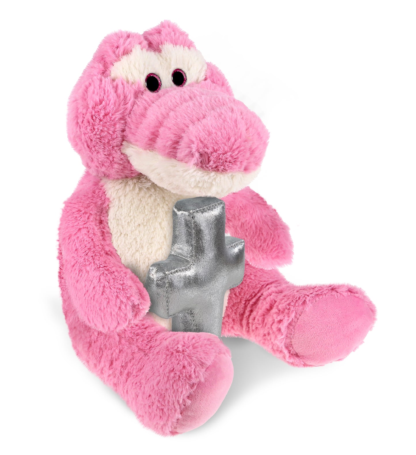 PLUSH CROSS - SUPER-SOFT PLUSH - SITTING PINK ALLIGATOR