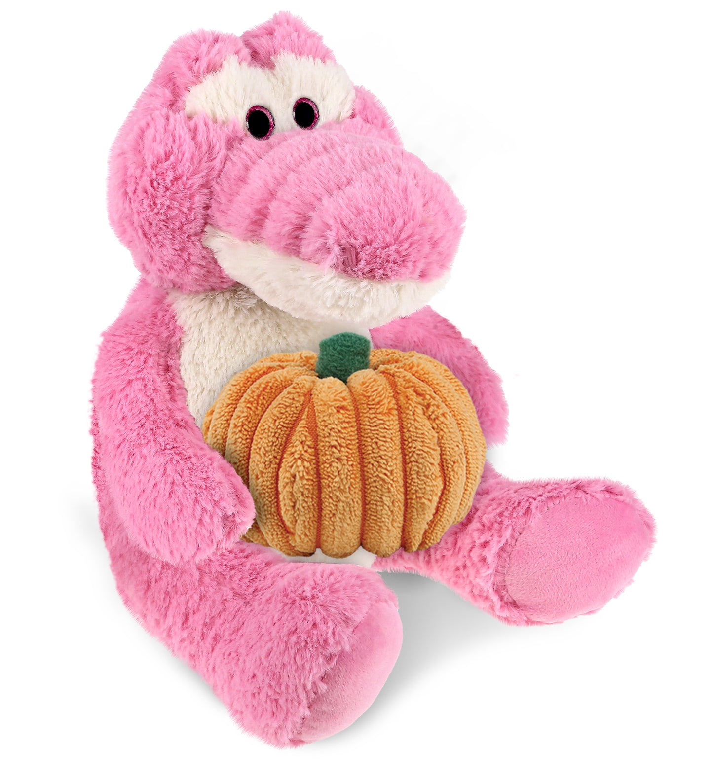 PLUSH PUMPKIN - SUPER-SOFT PLUSH - SITTING PINK ALLIGATOR