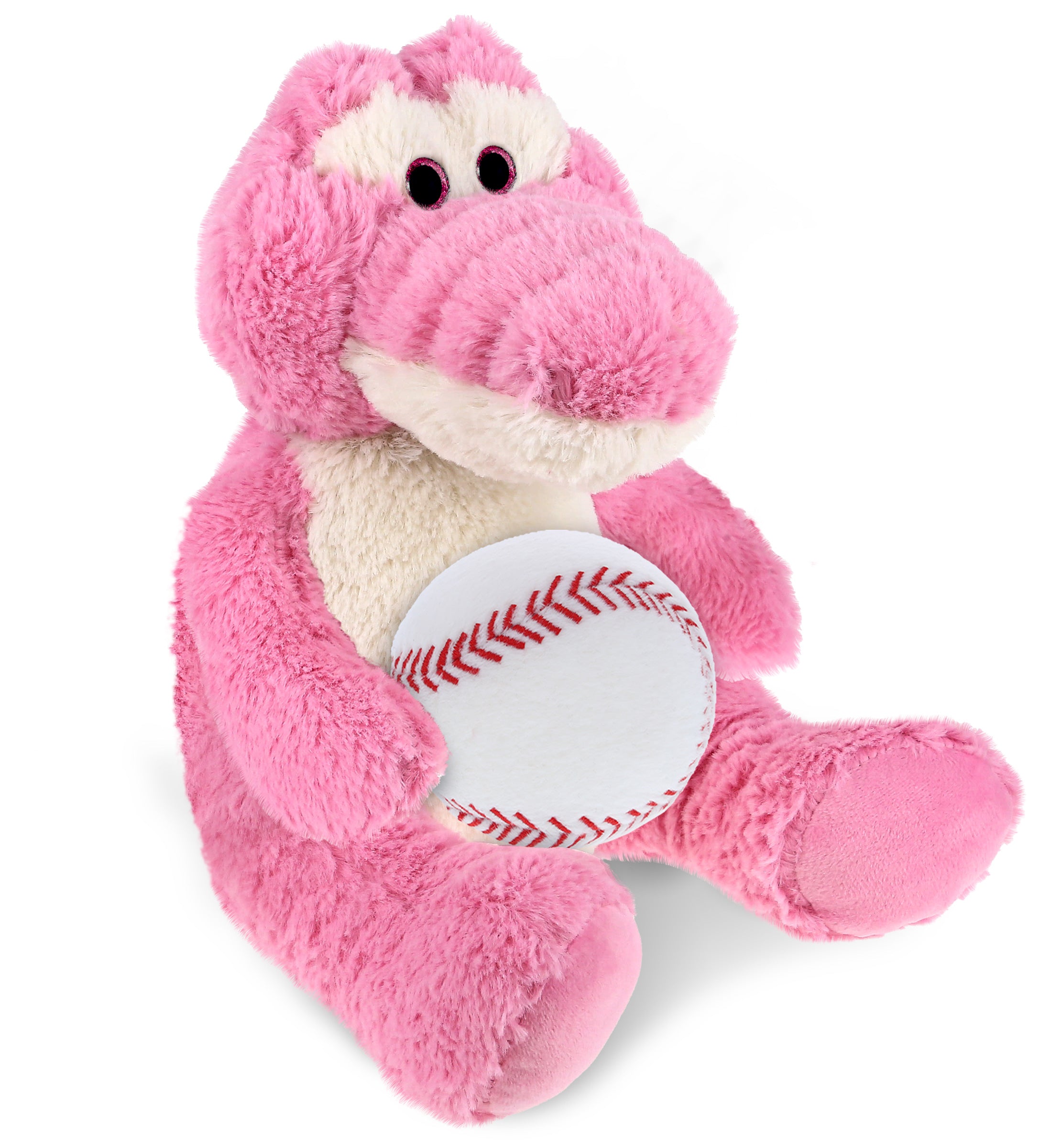PLUSH BASEBALL - SUPER-SOFT PLUSH - SITTING PINK ALLIGATOR