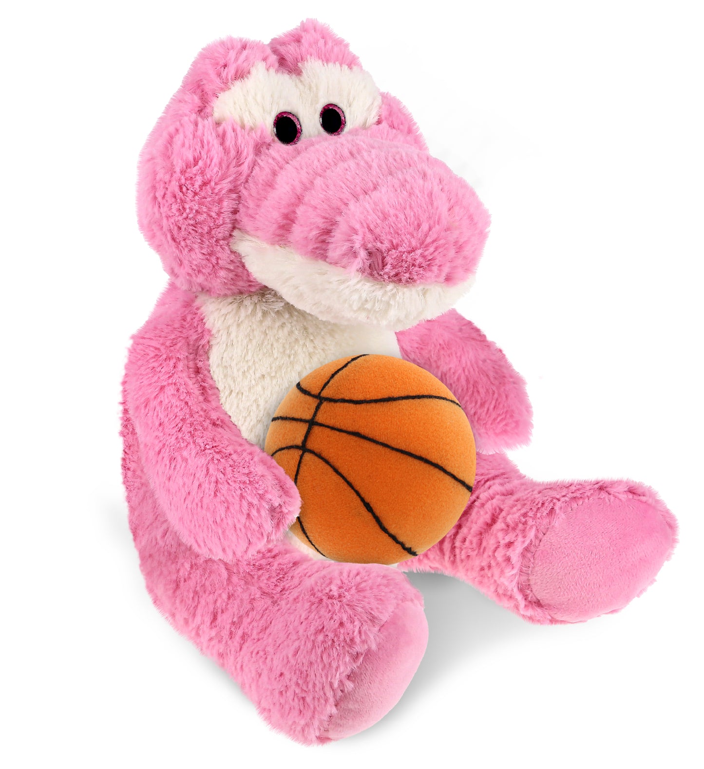 PLUSH BASKETBALL - SUPER-SOFT PLUSH - SITTING PINK ALLIGATOR