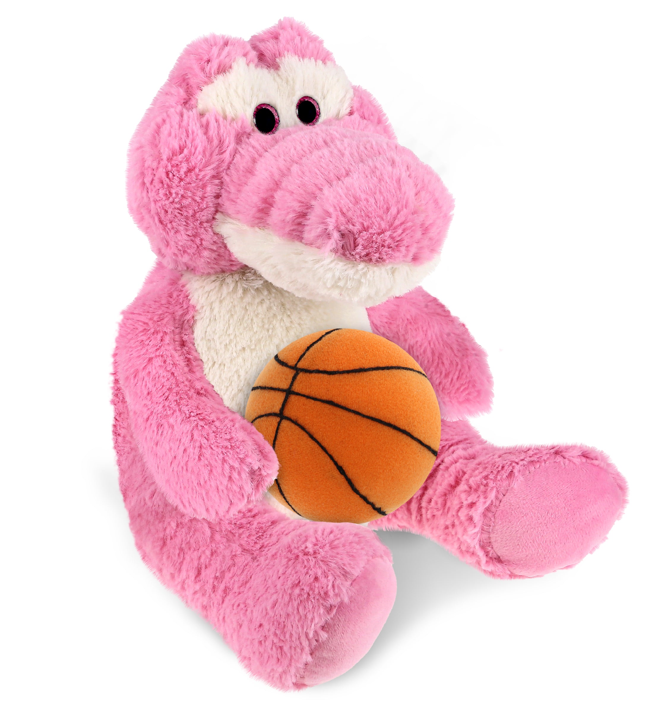 PLUSH BASKETBALL - SUPER-SOFT PLUSH - SITTING PINK ALLIGATOR