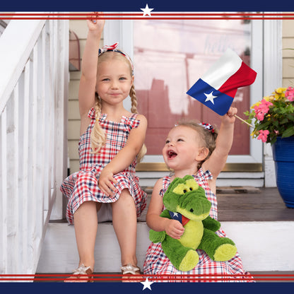 SUPER-SOFT PLUSH - SITTING GREEN ALLIGATOR WITH TEXAS FLAG BANDANA
