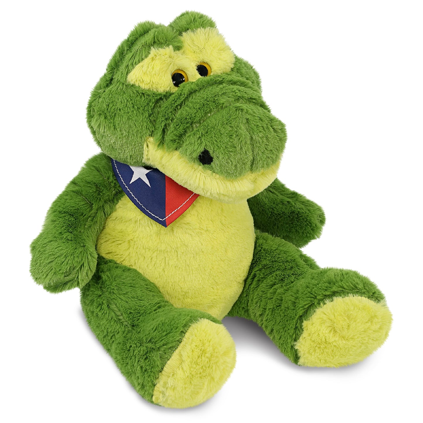 SUPER-SOFT PLUSH - SITTING GREEN ALLIGATOR WITH TEXAS FLAG BANDANA
