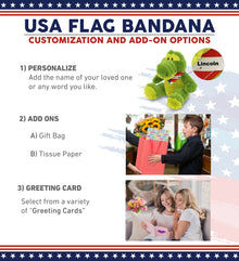 SUPER-SOFT PLUSH - SITTING GREEN ALLIGATOR WITH USA FLAG BANDANA