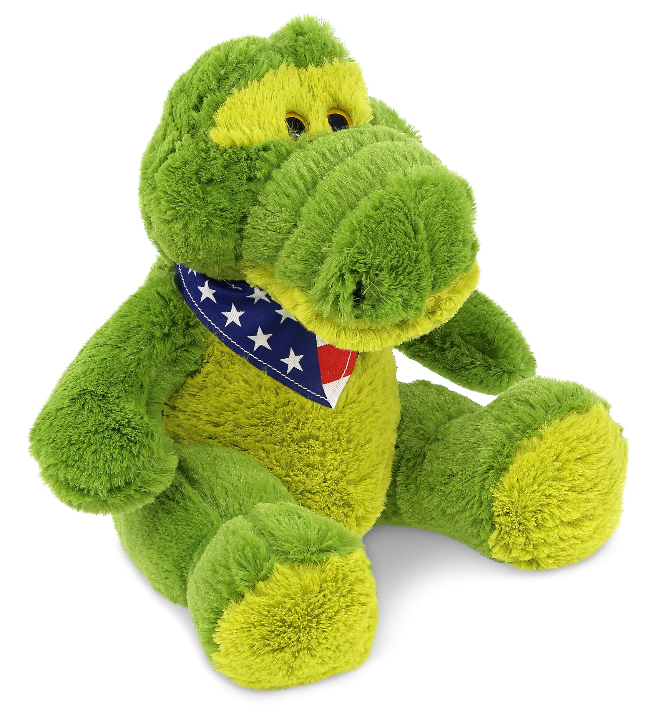 SUPER-SOFT PLUSH - SITTING GREEN ALLIGATOR WITH USA FLAG BANDANA