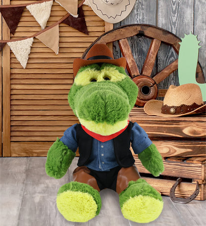 SUPER-SOFT PLUSH - SITTING GREEN ALLIGATOR COWBOY DRESS UP