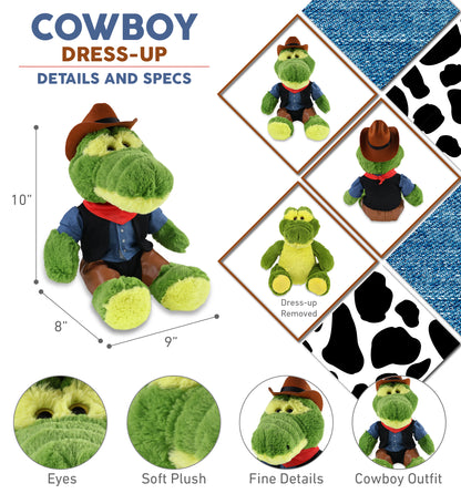 SUPER-SOFT PLUSH - SITTING GREEN ALLIGATOR COWBOY DRESS UP